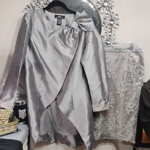 Midnight Velvet Silver Ensemble with Lace Accents